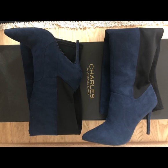 Charles David Shoes - Charles David Paso blue/black suede over knee boot